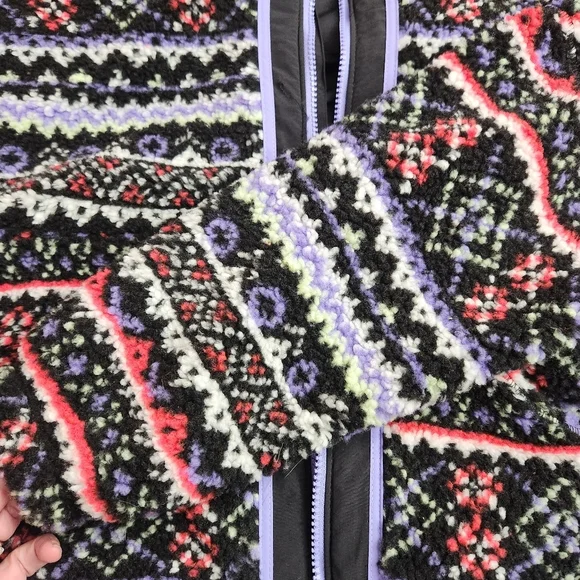 DSG Cozy Fleece Full Zip Jacket Funky Fair Isle Pattern Girls Medium (10-12) NWT - Picture 9 of 14